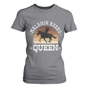 Melanin Rodeo Queen T Shirt For Women Cowgirl Riding Horse African American Cowgirls Retro TS02 Charcoal Print Your Wear