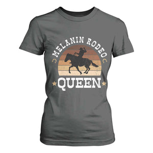 Melanin Rodeo Queen T Shirt For Women Cowgirl Riding Horse African American Cowgirls Retro TS02 Dark Heather Print Your Wear