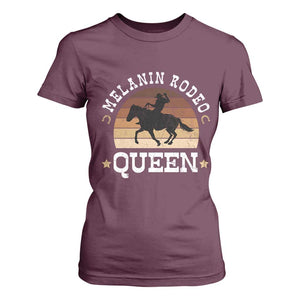 Melanin Rodeo Queen T Shirt For Women Cowgirl Riding Horse African American Cowgirls Retro TS02 Maroon Print Your Wear