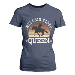 Melanin Rodeo Queen T Shirt For Women Cowgirl Riding Horse African American Cowgirls Retro TS02 Navy Print Your Wear