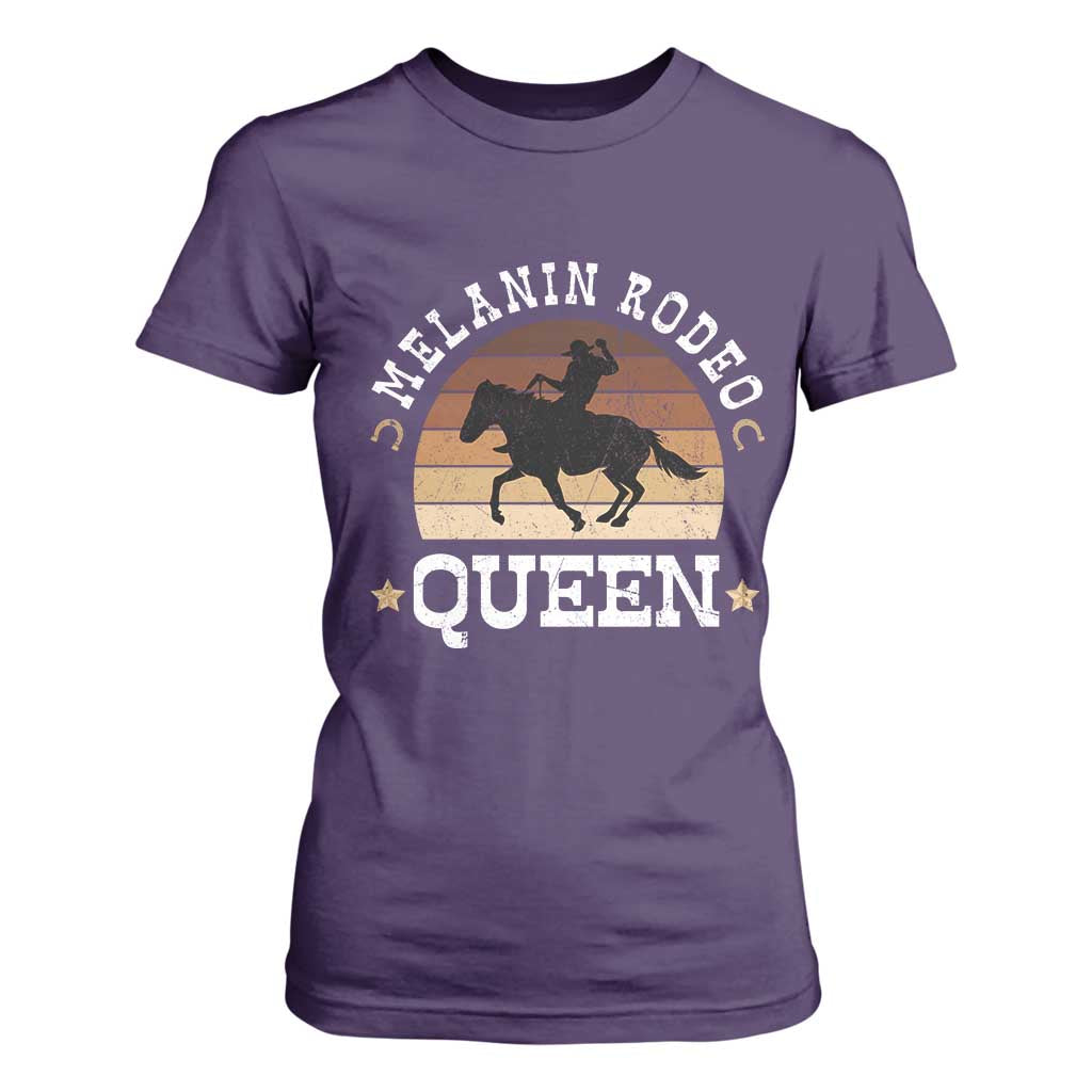 Melanin Rodeo Queen T Shirt For Women Cowgirl Riding Horse African American Cowgirls Retro TS02 Purple Print Your Wear