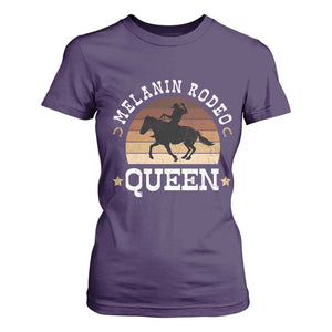 Melanin Rodeo Queen T Shirt For Women Cowgirl Riding Horse African American Cowgirls Retro TS02 Purple Print Your Wear
