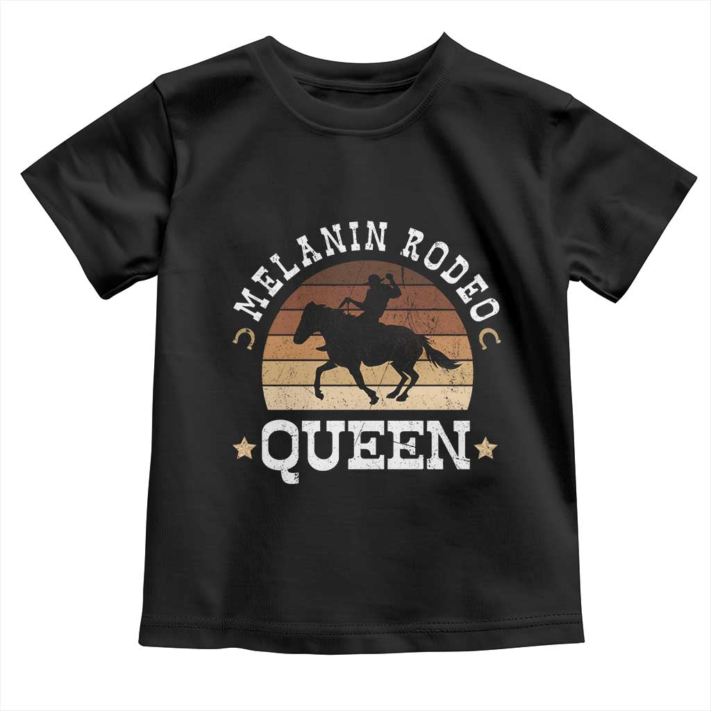Melanin Rodeo Queen Toddler T Shirt Cowgirl Riding Horse African American Cowgirls Retro TS02 Black Print Your Wear