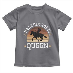 Melanin Rodeo Queen Toddler T Shirt Cowgirl Riding Horse African American Cowgirls Retro TS02 Charcoal Print Your Wear