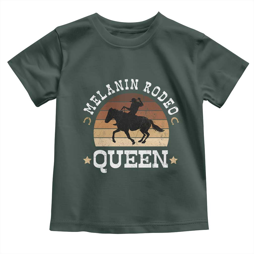 Melanin Rodeo Queen Toddler T Shirt Cowgirl Riding Horse African American Cowgirls Retro TS02 Dark Forest Green Print Your Wear