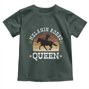 Melanin Rodeo Queen Toddler T Shirt Cowgirl Riding Horse African American Cowgirls Retro TS02 Dark Forest Green Print Your Wear