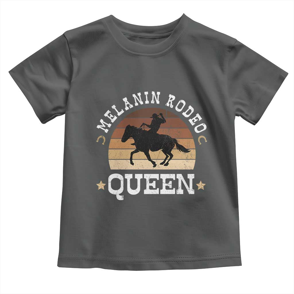 Melanin Rodeo Queen Toddler T Shirt Cowgirl Riding Horse African American Cowgirls Retro TS02 Dark Heather Print Your Wear