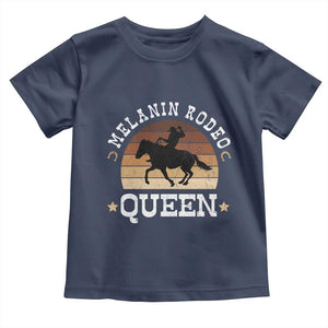 Melanin Rodeo Queen Toddler T Shirt Cowgirl Riding Horse African American Cowgirls Retro TS02 Navy Print Your Wear