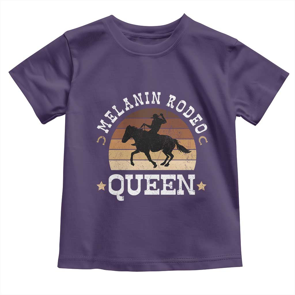 Melanin Rodeo Queen Toddler T Shirt Cowgirl Riding Horse African American Cowgirls Retro TS02 Purple Print Your Wear