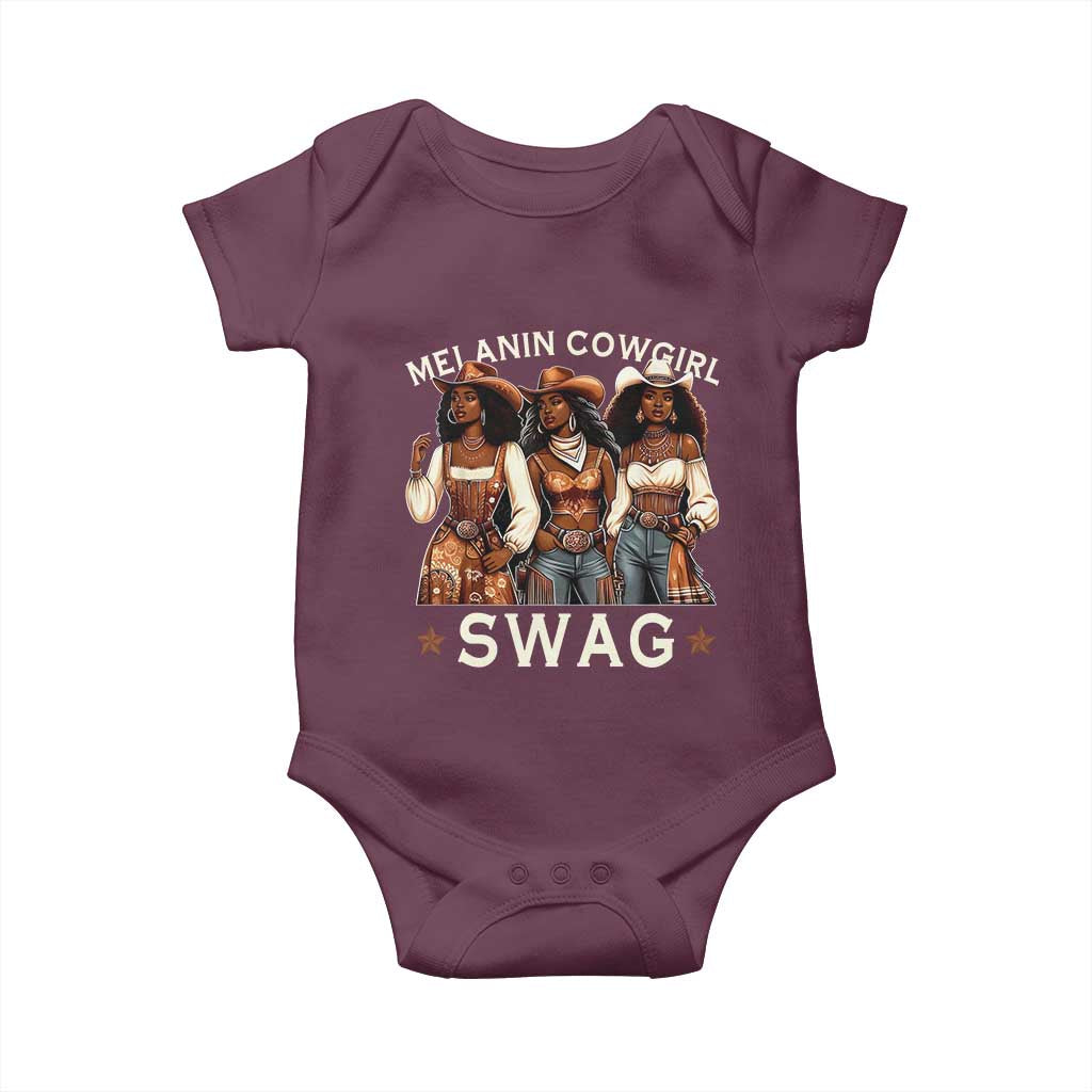 Melanin Cowgirl Swag Baby Onesie Cool African American Cowgirls Black History TS02 Maroon Print Your Wear