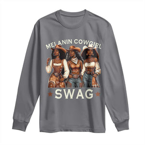 Melanin Cowgirl Swag Long Sleeve Shirt Cool African American Cowgirls Black History TS02 Charcoal Print Your Wear
