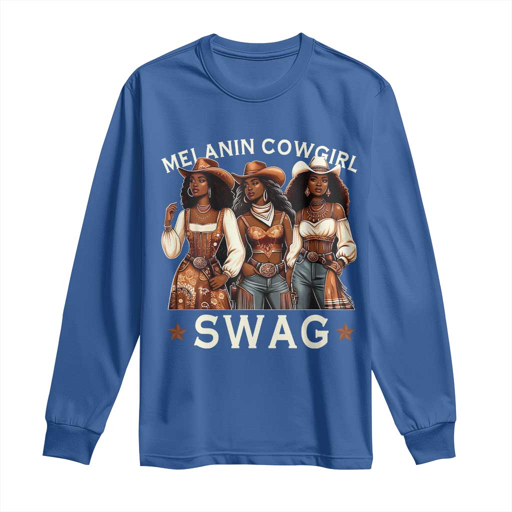 Melanin Cowgirl Swag Long Sleeve Shirt Cool African American Cowgirls Black History TS02 Royal Blue Print Your Wear