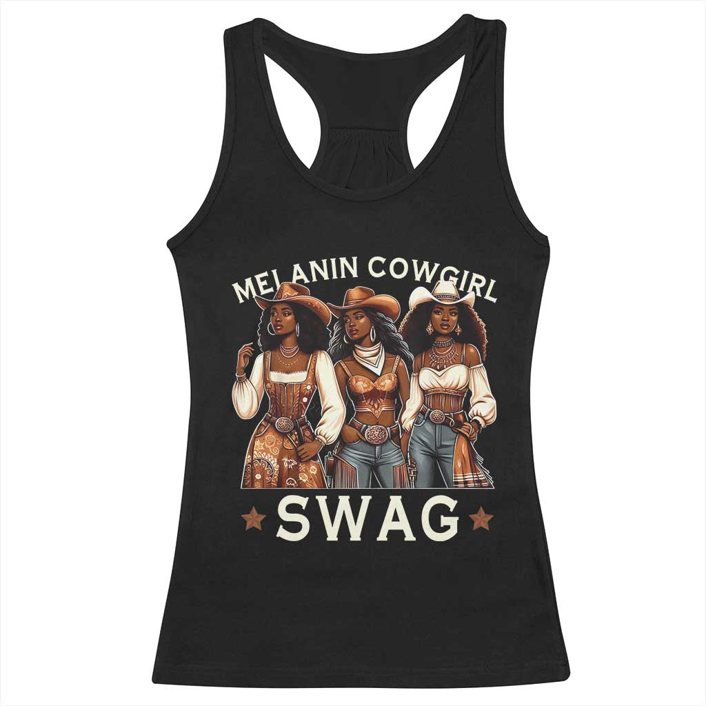 Melanin Cowgirl Swag Racerback Tank Top Cool African American Cowgirls Black History TS02 Black Print Your Wear