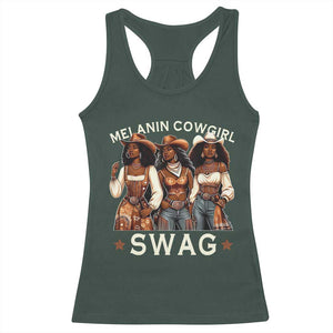 Melanin Cowgirl Swag Racerback Tank Top Cool African American Cowgirls Black History TS02 Dark Forest Green Print Your Wear