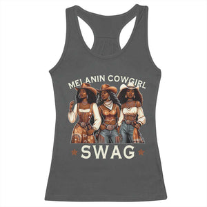 Melanin Cowgirl Swag Racerback Tank Top Cool African American Cowgirls Black History TS02 Dark Heather Print Your Wear