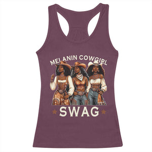 Melanin Cowgirl Swag Racerback Tank Top Cool African American Cowgirls Black History TS02 Maroon Print Your Wear
