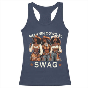Melanin Cowgirl Swag Racerback Tank Top Cool African American Cowgirls Black History TS02 Navy Print Your Wear
