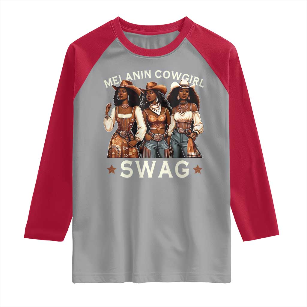 Melanin Cowgirl Swag Raglan Shirt Cool African American Cowgirls Black History TS02 Sport Gray Red Print Your Wear