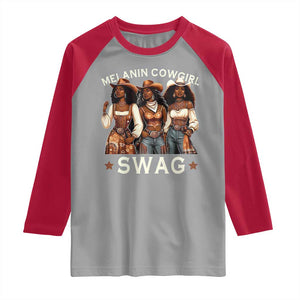 Melanin Cowgirl Swag Raglan Shirt Cool African American Cowgirls Black History TS02 Sport Gray Red Print Your Wear