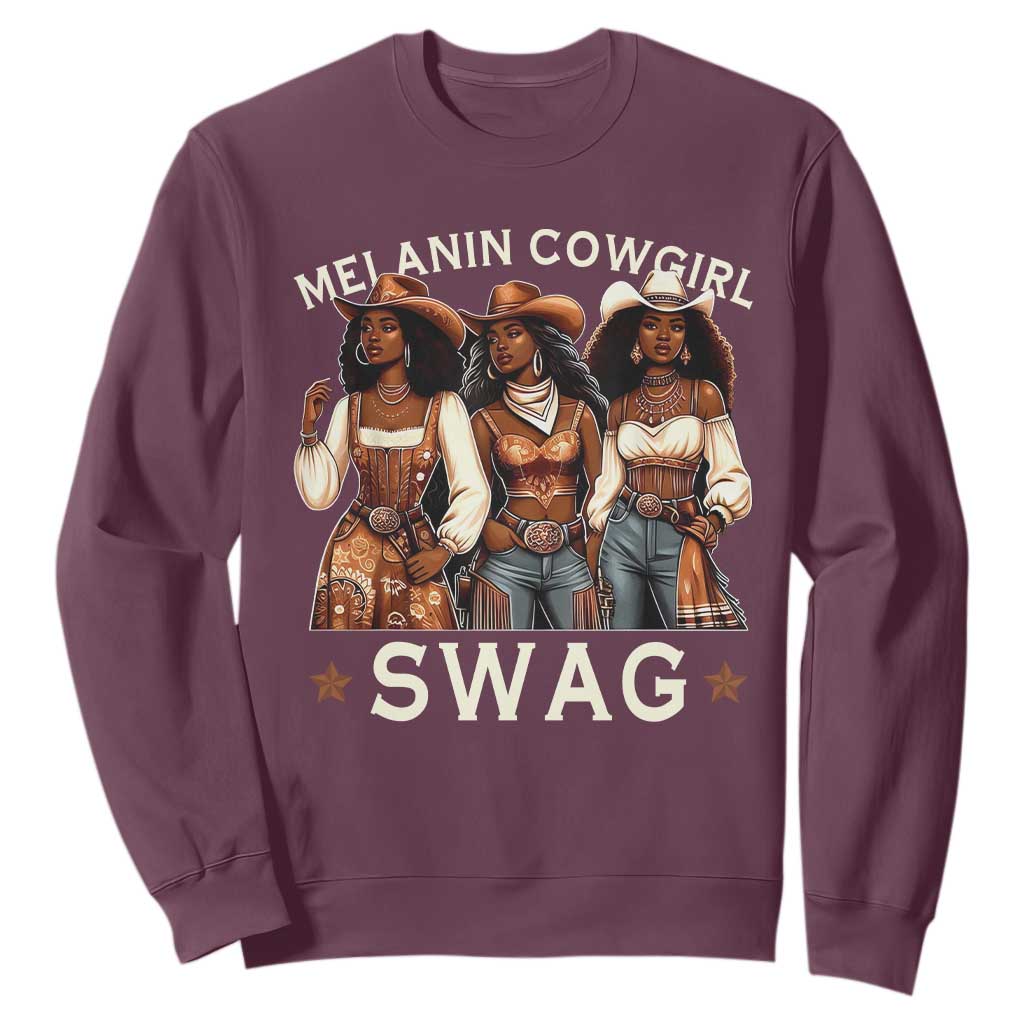 Melanin Cowgirl Swag Sweatshirt Cool African American Cowgirls Black History TS02 Maroon Print Your Wear