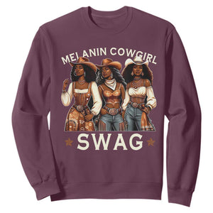 Melanin Cowgirl Swag Sweatshirt Cool African American Cowgirls Black History TS02 Maroon Print Your Wear
