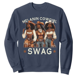 Melanin Cowgirl Swag Sweatshirt Cool African American Cowgirls Black History TS02 Navy Print Your Wear
