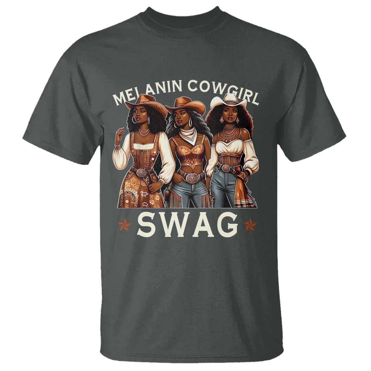 Melanin Cowgirl Swag T Shirt Cool African American Cowgirls Black History TS02 Dark Heather Print Your Wear