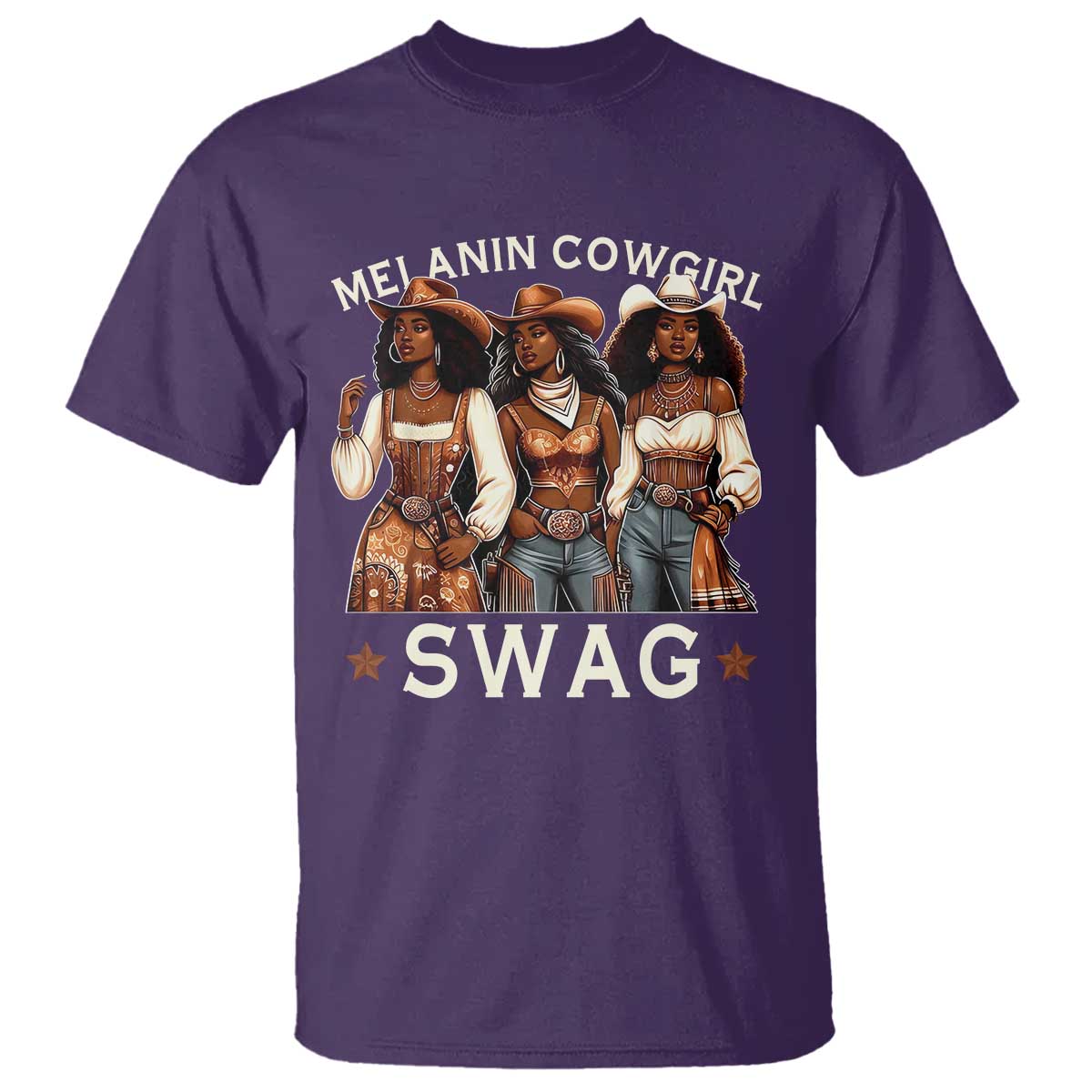 Melanin Cowgirl Swag T Shirt Cool African American Cowgirls Black History TS02 Purple Print Your Wear