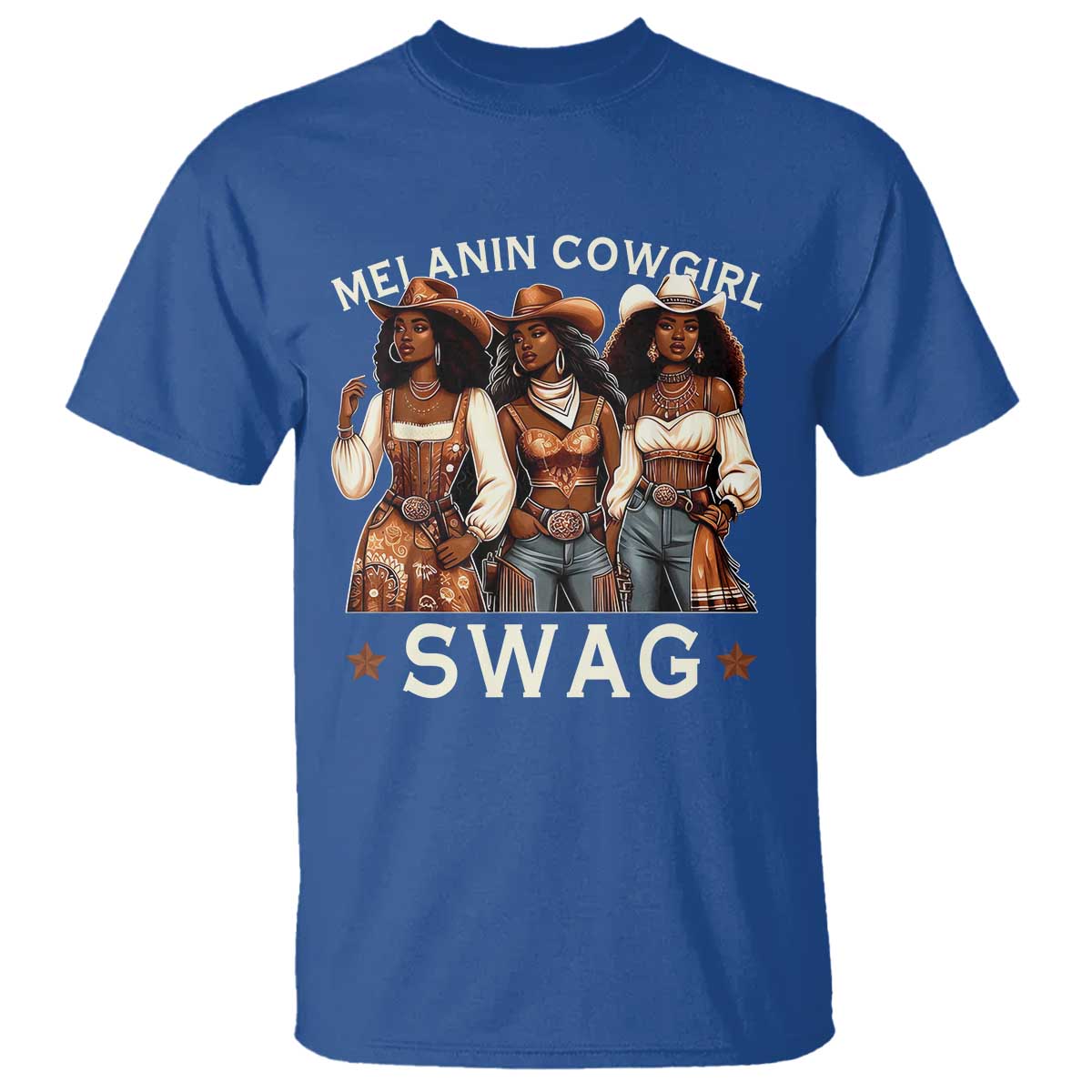 Melanin Cowgirl Swag T Shirt Cool African American Cowgirls Black History TS02 Royal Blue Print Your Wear