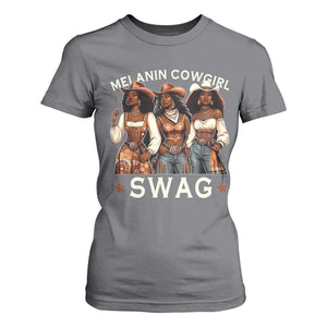 Melanin Cowgirl Swag T Shirt For Women Cool African American Cowgirls Black History TS02 Charcoal Print Your Wear