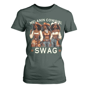 Melanin Cowgirl Swag T Shirt For Women Cool African American Cowgirls Black History TS02 Dark Forest Green Print Your Wear