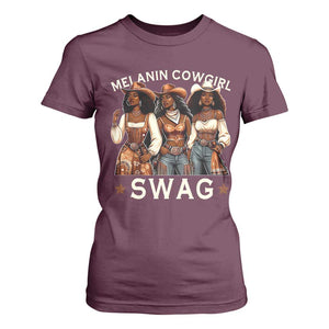 Melanin Cowgirl Swag T Shirt For Women Cool African American Cowgirls Black History TS02 Maroon Print Your Wear