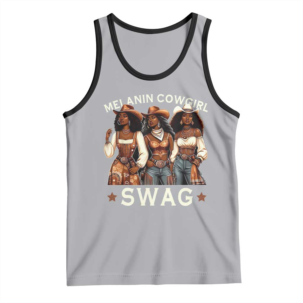 Melanin Cowgirl Swag Tank Top Cool African American Cowgirls Black History TS02 Athletic Heather Black Print Your Wear