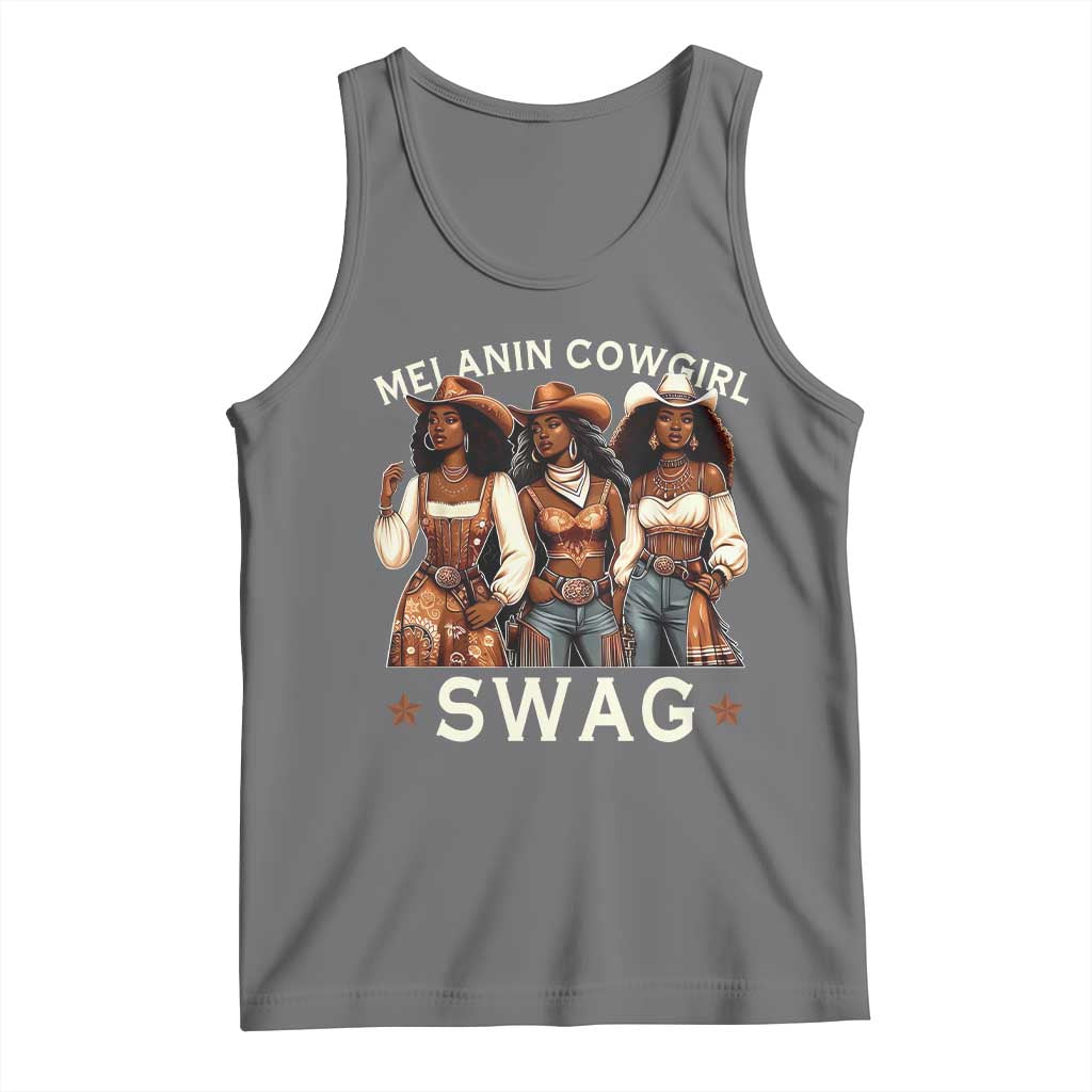 Melanin Cowgirl Swag Tank Top Cool African American Cowgirls Black History TS02 Black Heather Print Your Wear