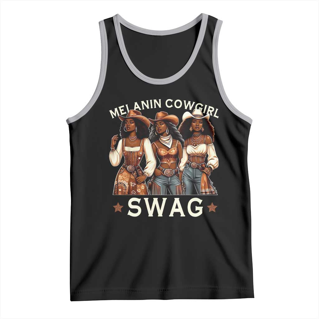 Melanin Cowgirl Swag Tank Top Cool African American Cowgirls Black History TS02 Black Athletic Heather Print Your Wear