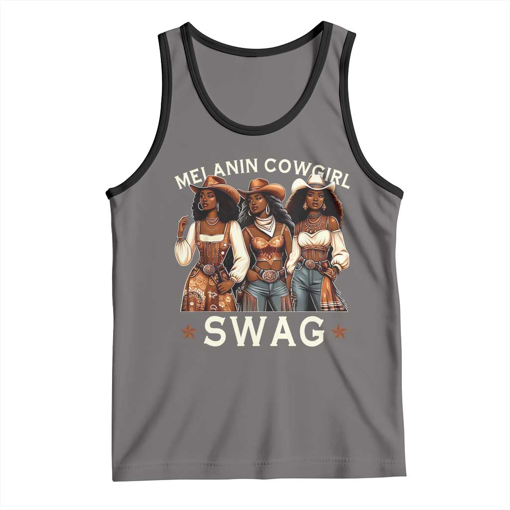 Melanin Cowgirl Swag Tank Top Cool African American Cowgirls Black History TS02 Deep Heather Black Print Your Wear