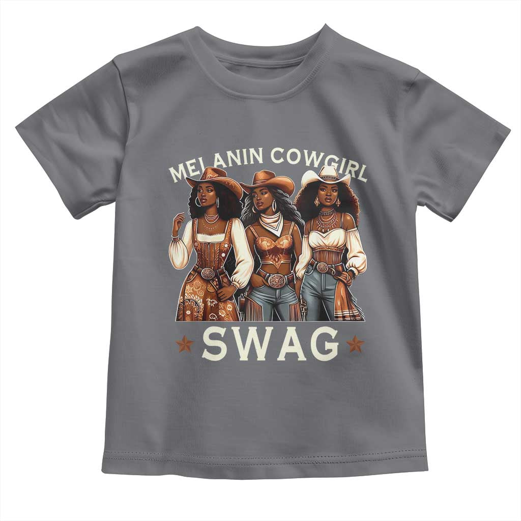 Melanin Cowgirl Swag Toddler T Shirt Cool African American Cowgirls Black History TS02 Charcoal Print Your Wear