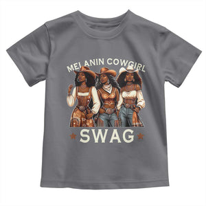 Melanin Cowgirl Swag Toddler T Shirt Cool African American Cowgirls Black History TS02 Charcoal Print Your Wear