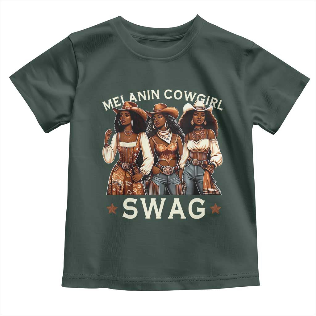 Melanin Cowgirl Swag Toddler T Shirt Cool African American Cowgirls Black History TS02 Dark Forest Green Print Your Wear