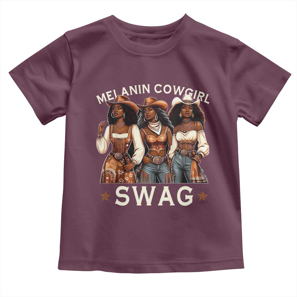 Melanin Cowgirl Swag Toddler T Shirt Cool African American Cowgirls Black History TS02 Maroon Print Your Wear