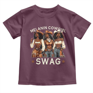 Melanin Cowgirl Swag Toddler T Shirt Cool African American Cowgirls Black History TS02 Maroon Print Your Wear