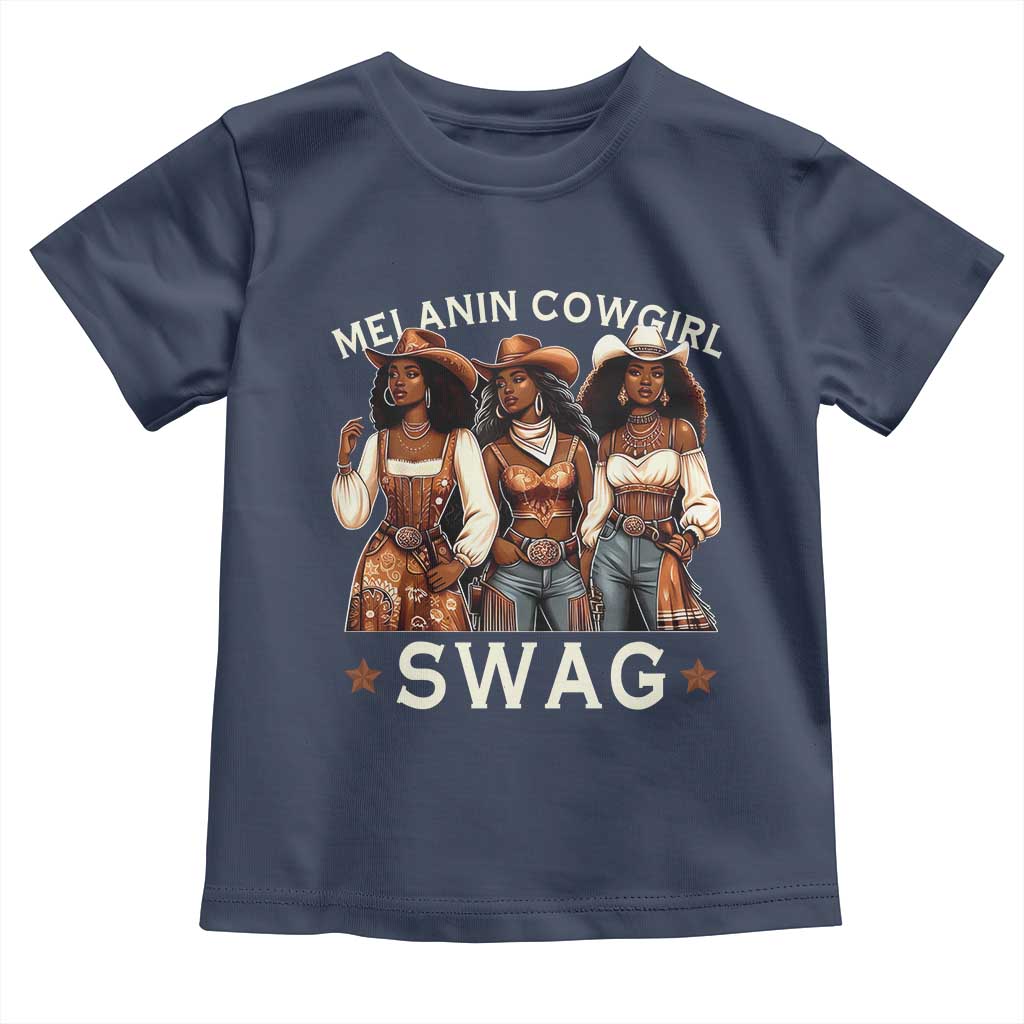 Melanin Cowgirl Swag Toddler T Shirt Cool African American Cowgirls Black History TS02 Navy Print Your Wear
