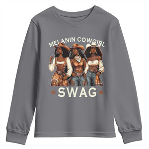 Melanin Cowgirl Swag Youth Sweatshirt Cool African American Cowgirls Black History TS02 Charcoal Print Your Wear