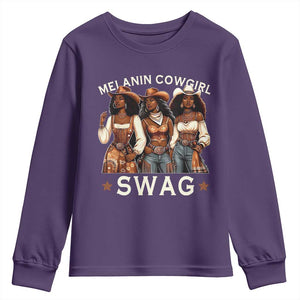 Melanin Cowgirl Swag Youth Sweatshirt Cool African American Cowgirls Black History TS02 Purple Print Your Wear