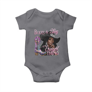 Melanin Cowgirl Baby Onesie Boots & Bling its a Cowgirl Thing Black Cowgirl Melanin TS02 Charcoal Print Your Wear