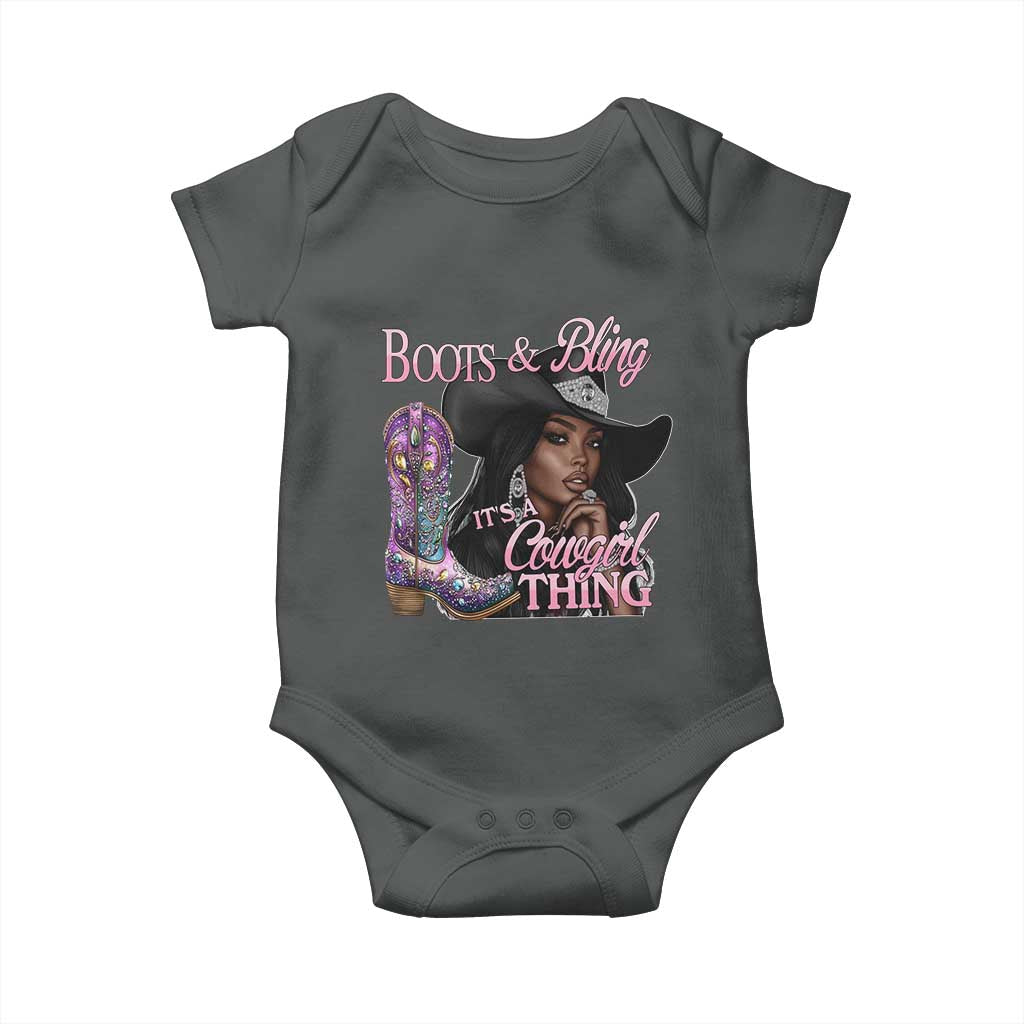 Melanin Cowgirl Baby Onesie Boots & Bling its a Cowgirl Thing Black Cowgirl Melanin TS02 Dark Heather Print Your Wear