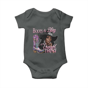 Melanin Cowgirl Baby Onesie Boots & Bling its a Cowgirl Thing Black Cowgirl Melanin TS02 Dark Heather Print Your Wear