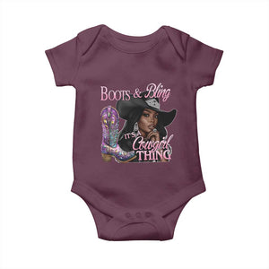 Melanin Cowgirl Baby Onesie Boots & Bling its a Cowgirl Thing Black Cowgirl Melanin TS02 Maroon Print Your Wear