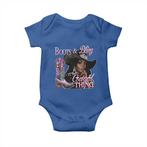 Melanin Cowgirl Baby Onesie Boots & Bling its a Cowgirl Thing Black Cowgirl Melanin TS02 Royal Blue Print Your Wear