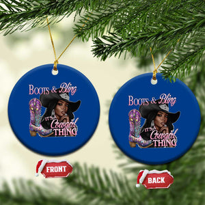 Melanin Cowgirl Ceramic Ornament Boots & Bling its a Cowgirl Thing Black Cowgirl Melanin TS02 1pc Blue Print Your Wear